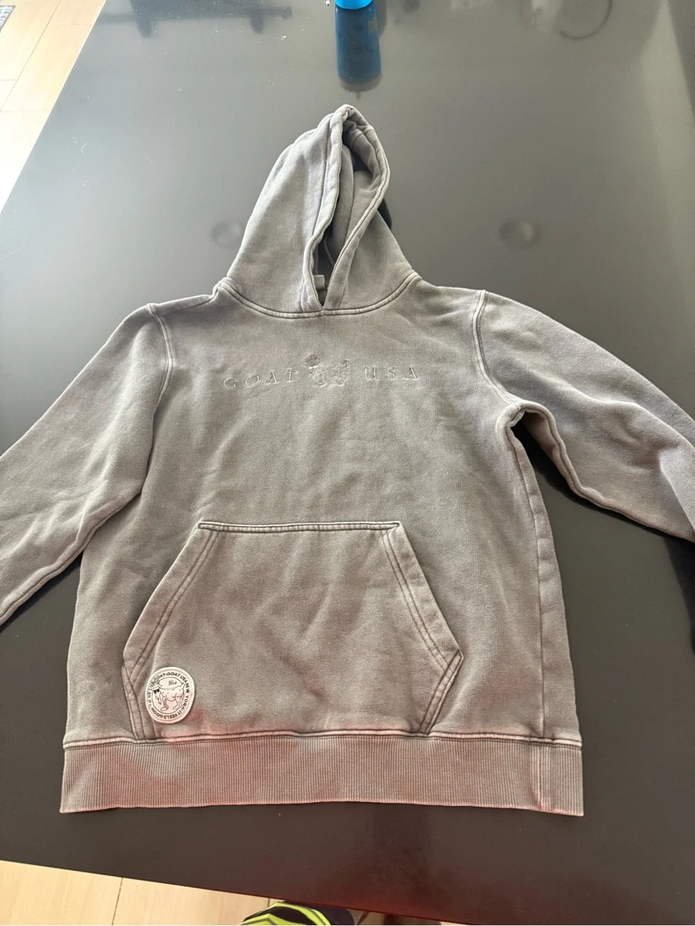 Kids Gray Embroidered Hooded Sweatshirt